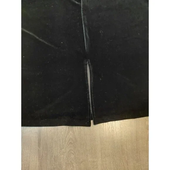 Vtg S&S Collection Velvet Maxi Shift Dress Large Black Sleeveless Long Gothic - Picture 5 of 8